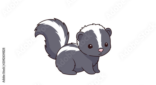 Obraz na plátne Cute cartoon skunk standing alone.