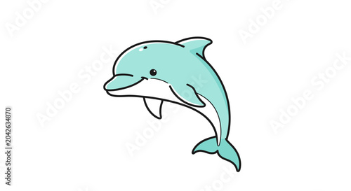 Tablou pe pânză Cartoon dolphin jumping out water.