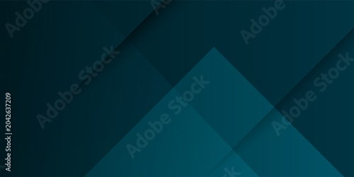Cuadro en lienzo Abstract futuristic design dark background with green overlap square geometric 3D pattern
