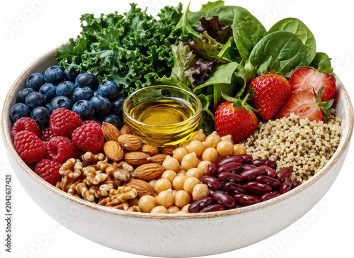 Healthy Buddha Bowl with Superfoods for Longevity Transparent Background
