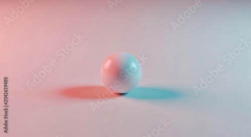 Abstract White Sphere Glowing with Vibrant Pink and Blue Light