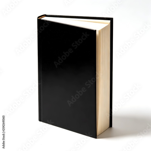 Minimalist black hardcover book with cream pages, symbolizing mystery, knowledge, and timeless elegance