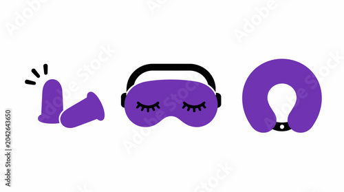 Quadro su tela Travel comfort set: earplugs, sleep mask, and neck pillow, graphic element