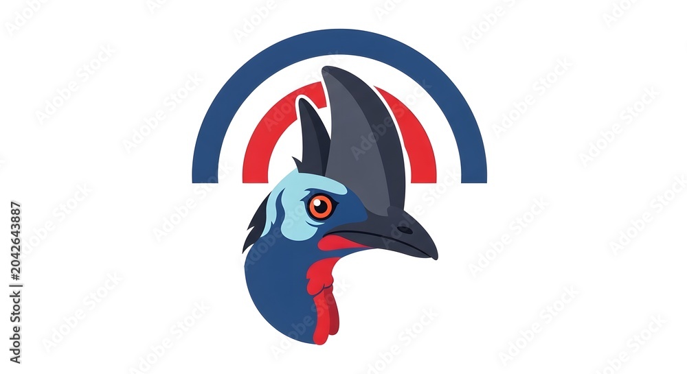 Obraz premium Colorful cassowary bird logo with bold geometric elements