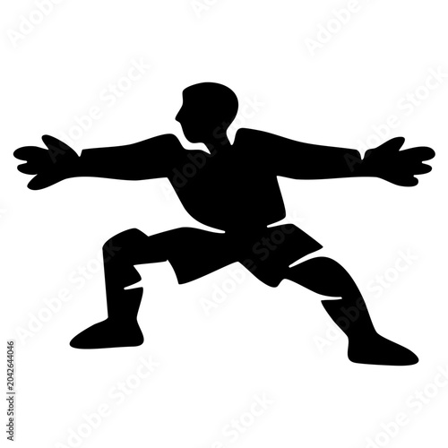 minimalist goalkeeper silhouette. Bold football player in motion.