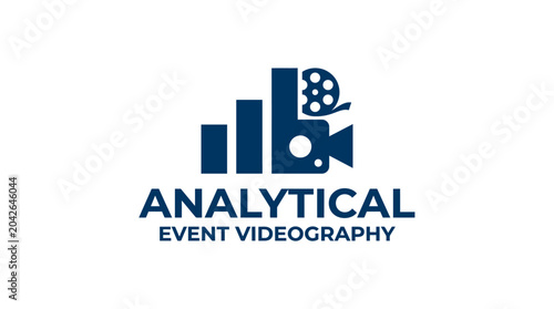 Quadro su tela Business analytics concept logo for event videography with camera and film reel