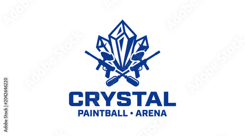 Tableau sur toile Vector logo for Crystal Paintball Arena with crossed paintball markers and crystal formation