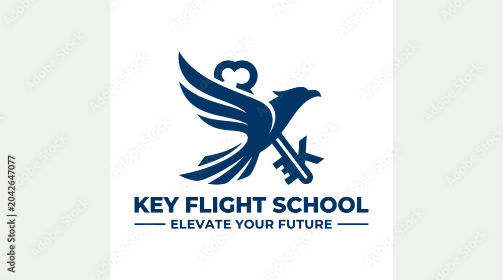 Obraz premium Eagle holding a key graphic logo, vector illustration concept for flight school