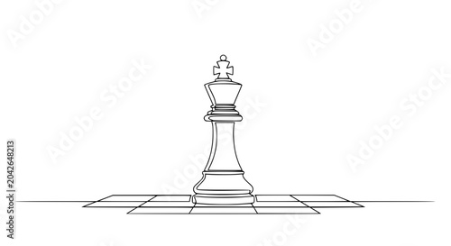 Obraz na płótnie Minimalist Chess King on Board - Strategy and Victory Concept