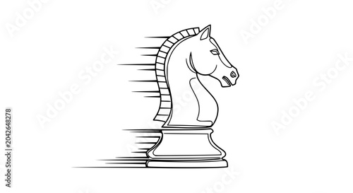 Картината върху платно Speeding Chess Knight Silhouette - Strategic Movement and Fast Pace