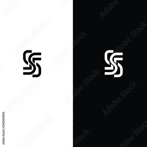Quadro su tela Stylized triple s monogram on white and black backgrounds keywords: monogram, tr