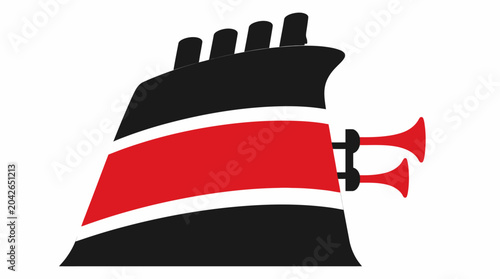Graphic illustration of ship funnels with horns, isolated on white background