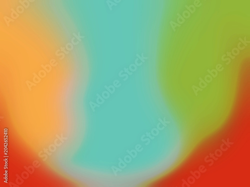 Surreal Turquoise and Citrus Gradient with Fluid Organic Shapes for Experimental Design