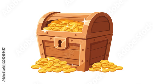 Фотография Treasure Chest Overflowing with Gold Coins
