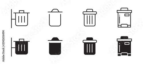 Photos Trash Delete Bin Icon Vector Garbage Waste UI Interface Design Element