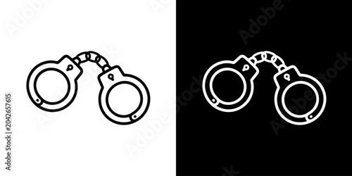 Fotografía Minimalist outline drawing of security handcuffs representing law and order and