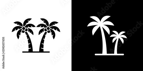 Photos Palm Trees Icons Tropical Beach and Vacation Symbols