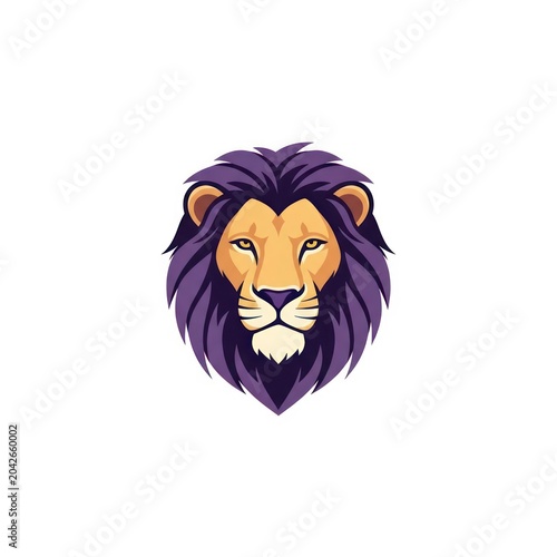 Classic lion head with rich purple mane