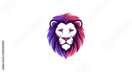 Electric lion illustration with pink and purple mane