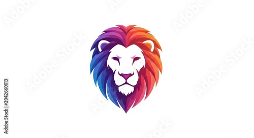 Rainbow gradient lion head with white face