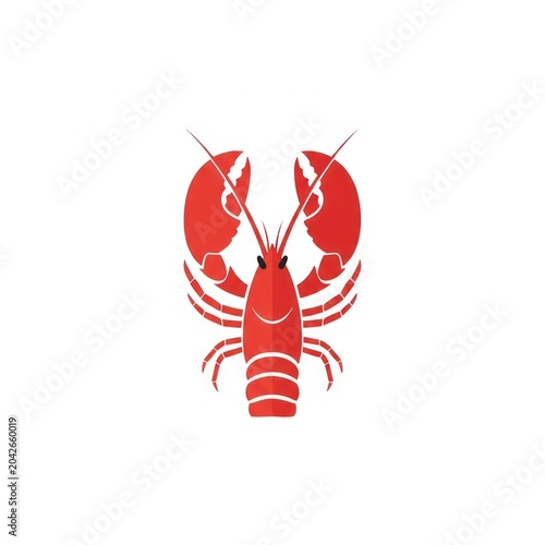 Minimalist red lobster graphic on white background