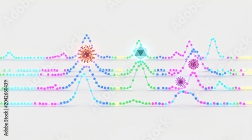 Viral outbreak data visualization with colorful line graphs