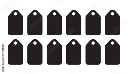 Set of blank price tag silhouettes for retail branding and product labeling vector design.
