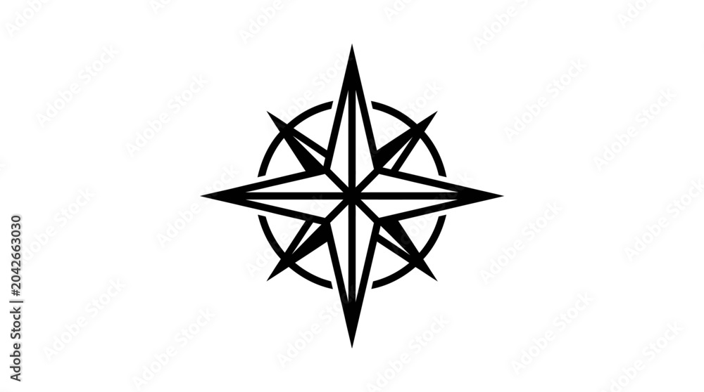 Obraz premium Minimalist Compass Rose Icon Vector Illustration