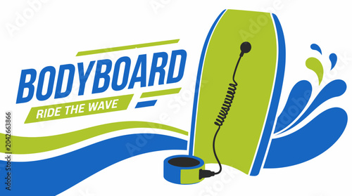 Bild auf Leinwand Bodyboard vector illustration with wave graphic element and text
