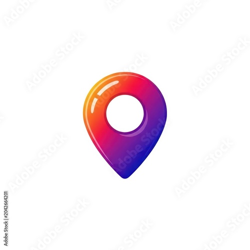 Warm orange and purple gradient map pin icon
