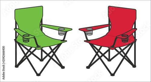 Photos folding chairs vector illustration green red chair outdoor camping leisure