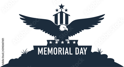 Cuadro en lienzo Memorial Day Eagle Monument USA Flag Stars Patriotic Vector Illustration