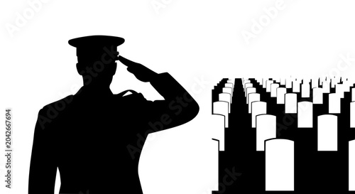 Картината върху платно Soldier Saluting at Cemetery