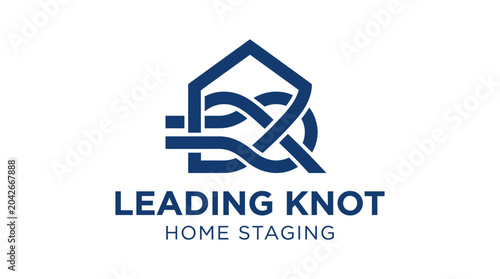Canvastavla Modern abstract house logo with knot element and text Leading Knot Home Staging