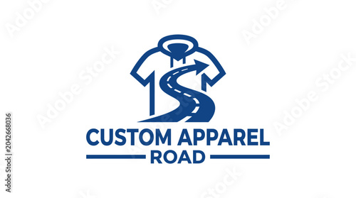 Fotografi Custom apparel road logo with hooded t-shirt and winding path graphic element