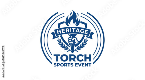 Vector logo for heritage torch sports event with laurel wreath