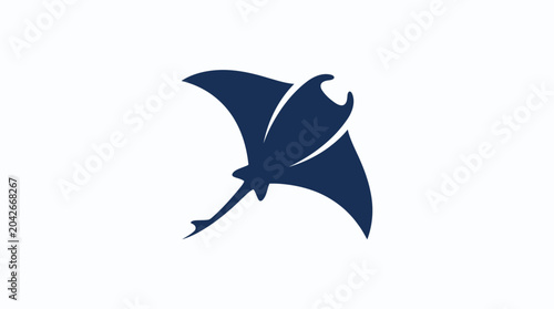 Obraz na plátně Marine life graphic element, manta ray vector illustration, isolated on white