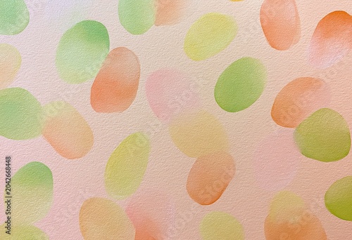 Abstract Watercolor Rounded Blotches Light Green Peach Light Pink Pale Yellow Diffused Aesthetic Gentle
