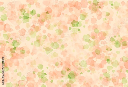 Irregular Watercolor Blotches Green Peach Pink Cream Light Peachy Pink Background Random Scattered Soft