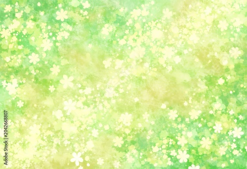 Abstract Organic Blend Green Light Yellow Soft Blurred Tiny White Yellow Rounded Shapes No Focal Point