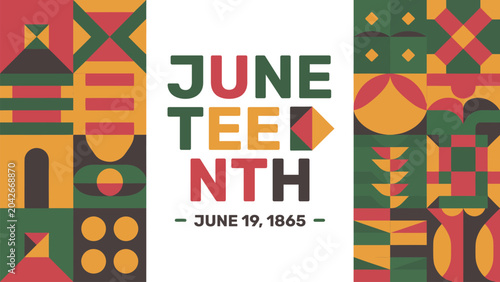 Photos Modern Geometric Juneteenth Freedom Day Vector Banner