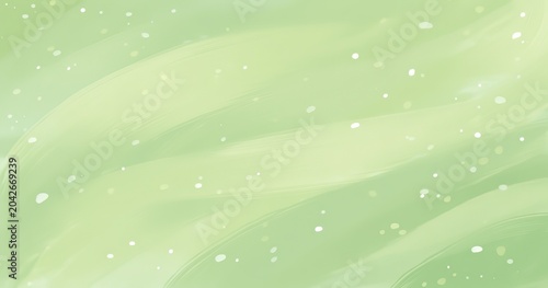 Abstract Digital Painting Green Hues Curved Brushstrokes Organic Flow Scattered White Irregular Dots Depth