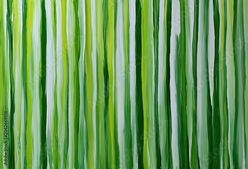 Painterly Abstract Vertical Stripes Broad Brushstrokes Green Shades Lime Green Darker Greens Light Greyish White