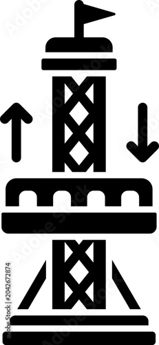 Drop Tower Ride Glyph Icon
