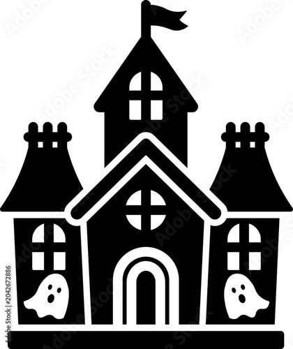Haunted House Glyph Icon