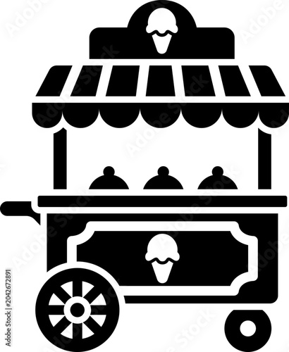 Ice Cream Cart Glyph Icon
