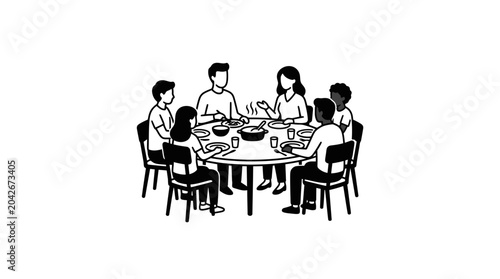Fotografie People sitting at a dinner table.