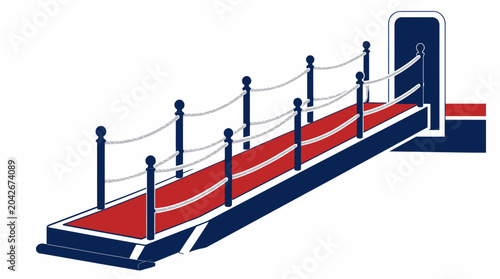 Fotografía Red carpet event entrance with stanchions and ropes, graphic illustration