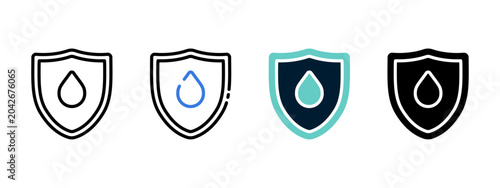Water Security Shield Protection Icon for Resource Safety and Infrastructure Management