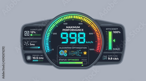 Digital Performance Dashboard Screen Display.